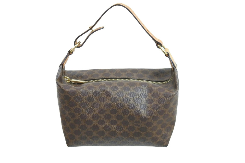 Celine Handbag hand Pouch Clutch Macadam brown leather